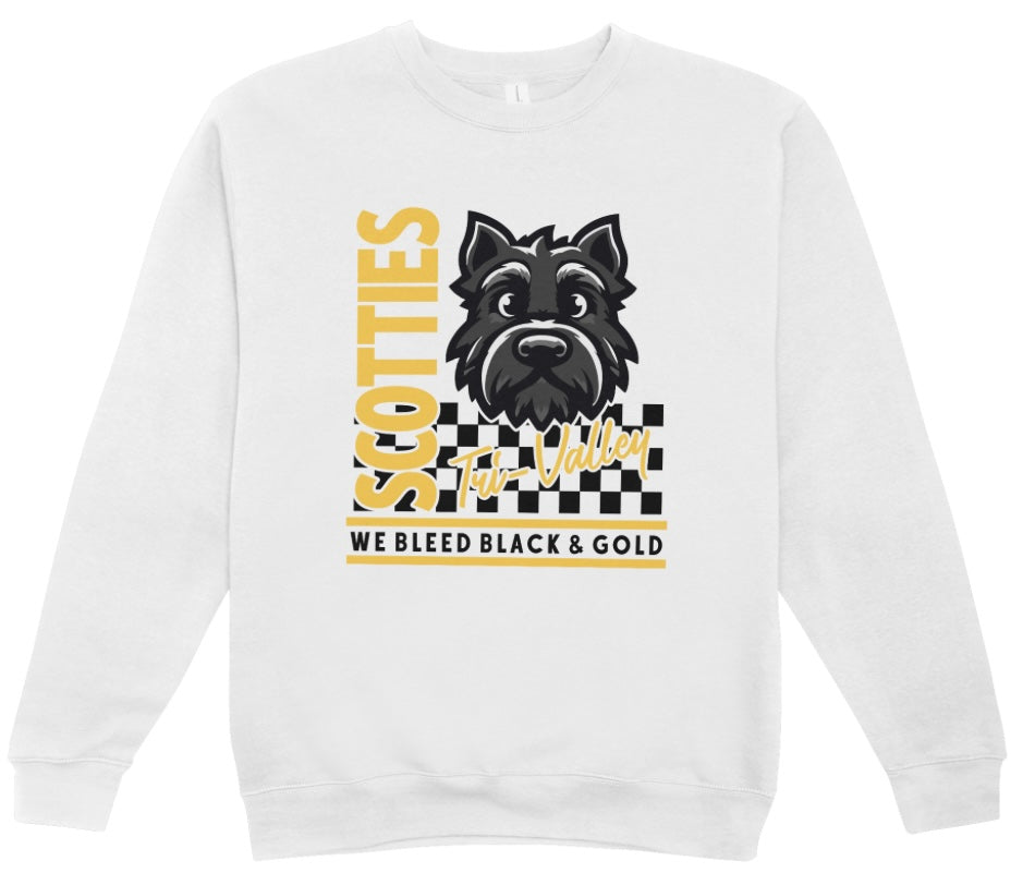 Tri-Valley Scotties We Bleed Black and Gold Crewneck Sweatshirt