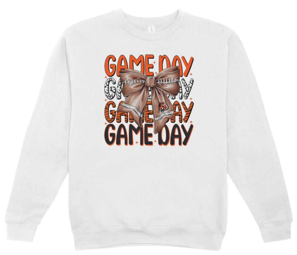 Bengals Football Game Day Coquette Crewneck Sweatshirt