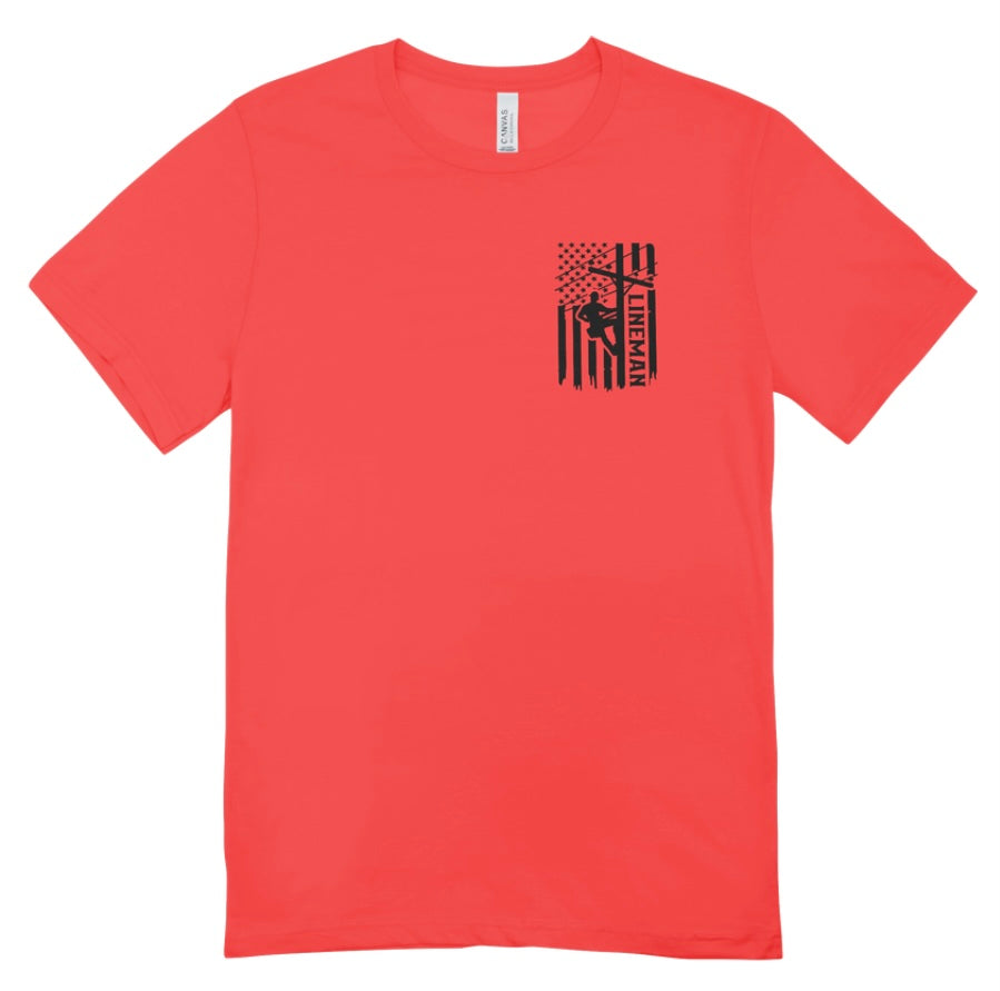 Lineman Flag Pocket and Back Print T-Shirt