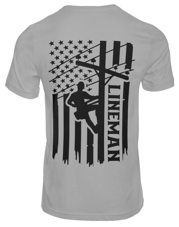 Lineman Flag Pocket and Back Print T-Shirt