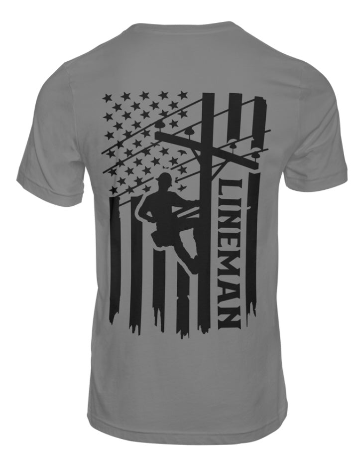 Lineman Flag Pocket and Back Print T-Shirt