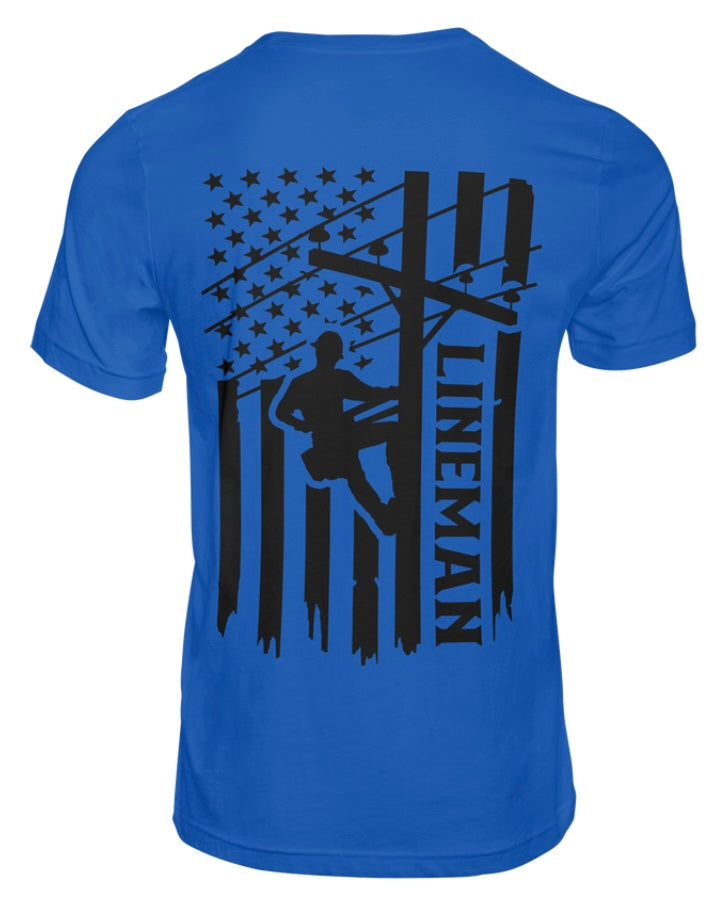 Lineman Flag Pocket and Back Print T-Shirt