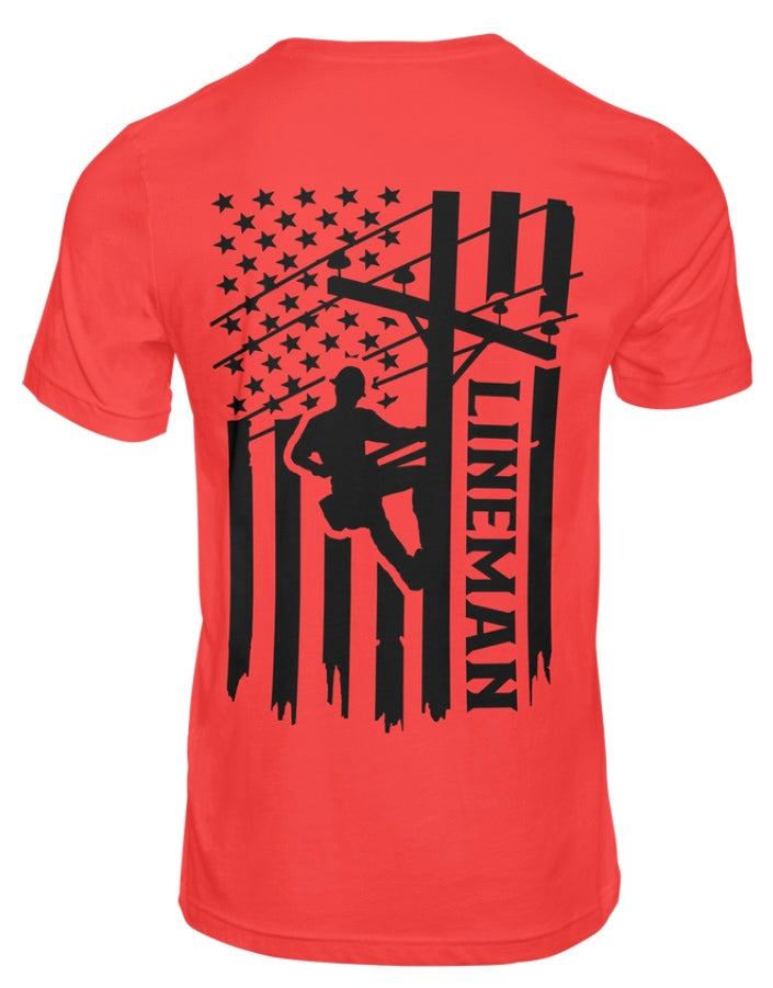 Lineman Flag Pocket and Back Print T-Shirt