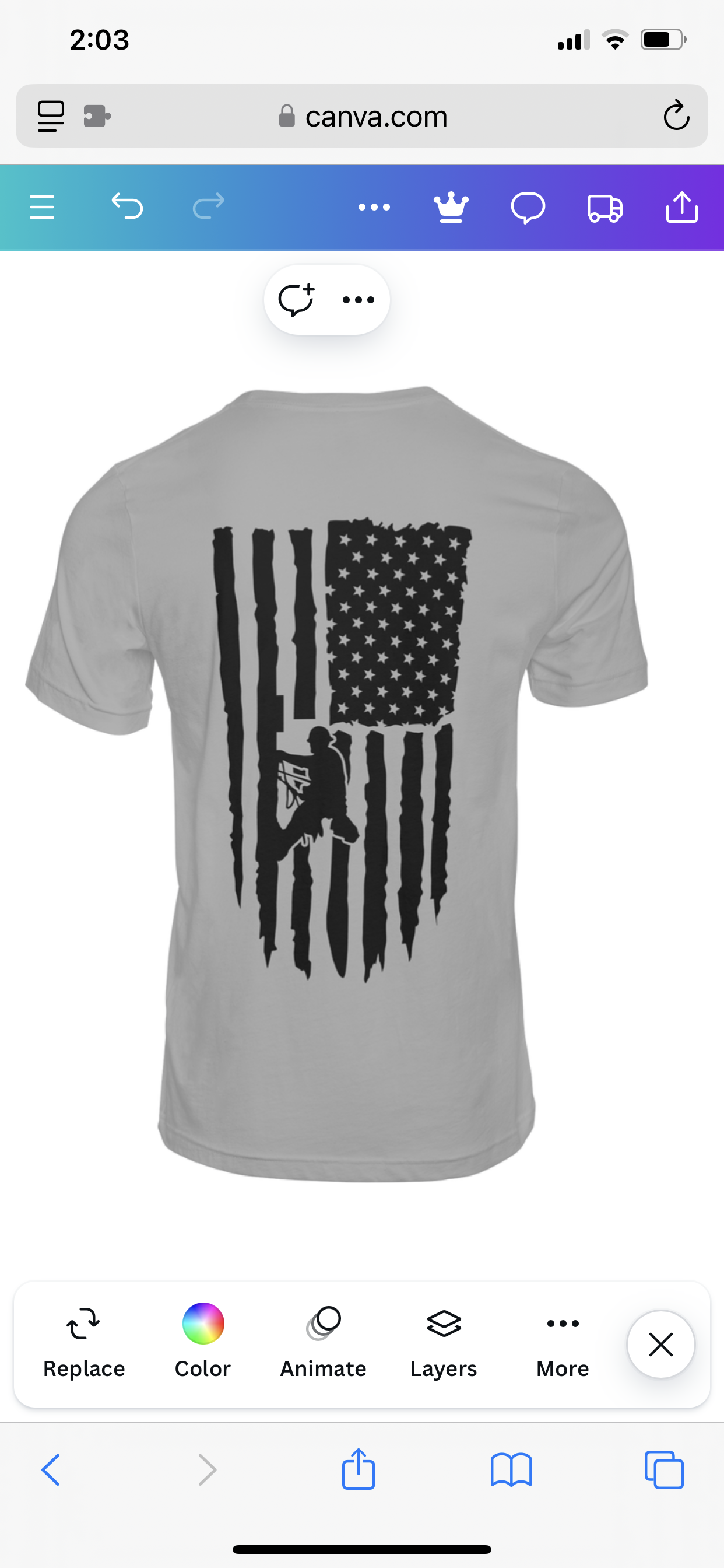 Lineman Flag Front Back Print T-Shirt