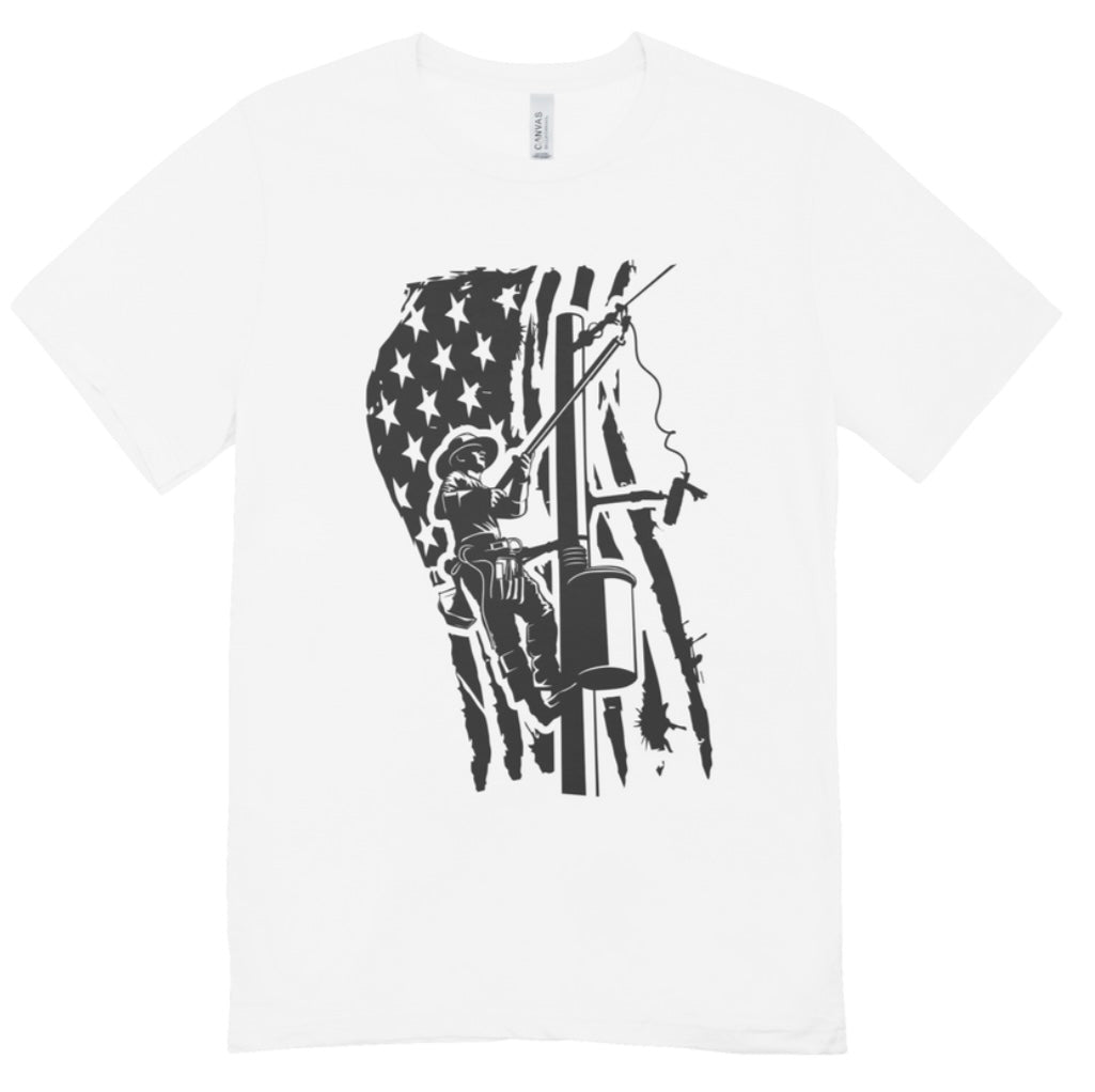 Lineman Black Flag Front Print T-Shirt