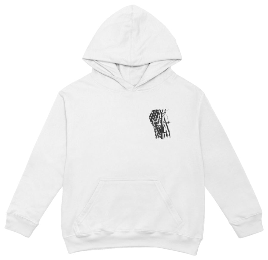 Lineman Black Front and Back Print Hoodie