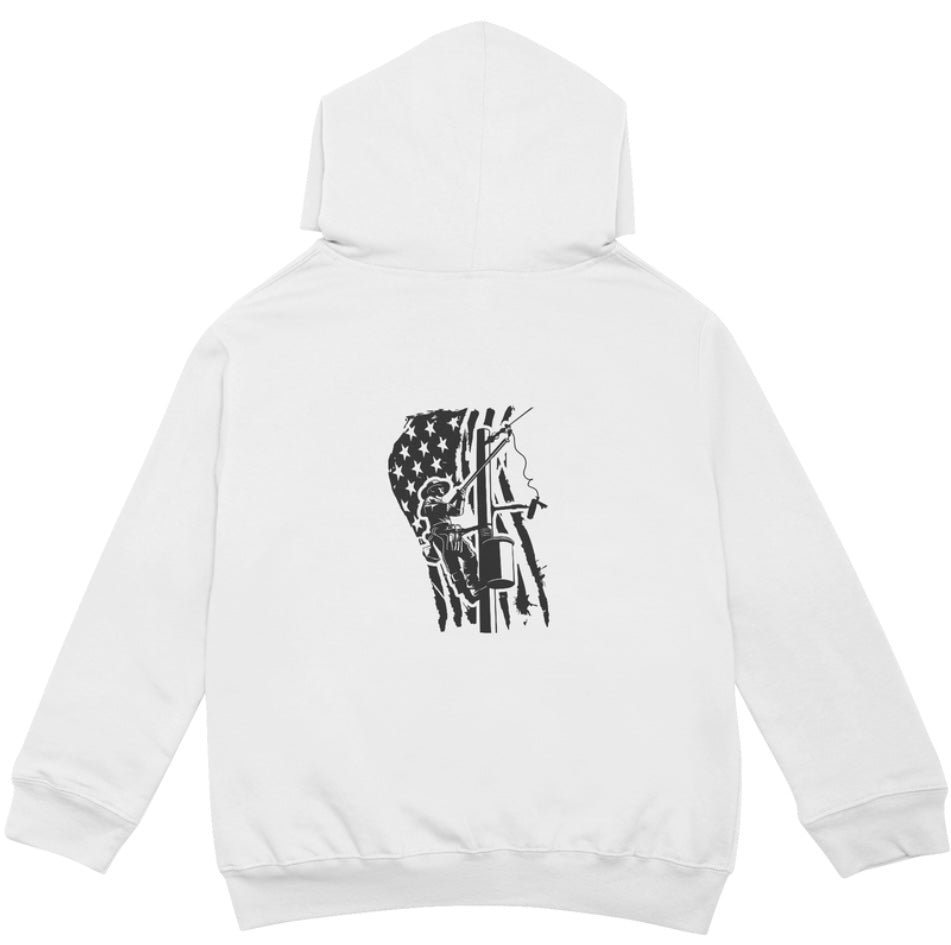 Lineman Black Front and Back Print Hoodie