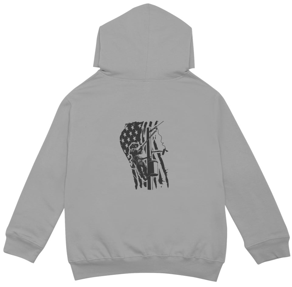 Lineman Black Front and Back Print Hoodie