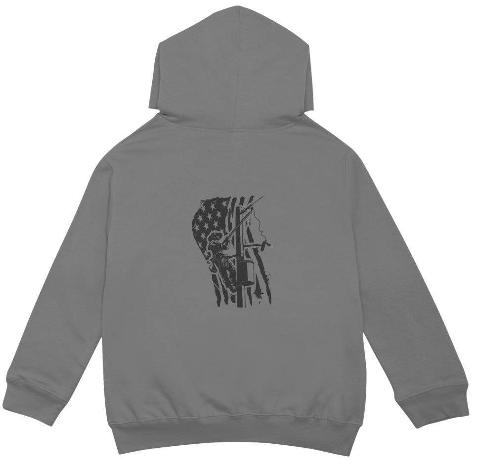 Lineman Black Front and Back Print Hoodie