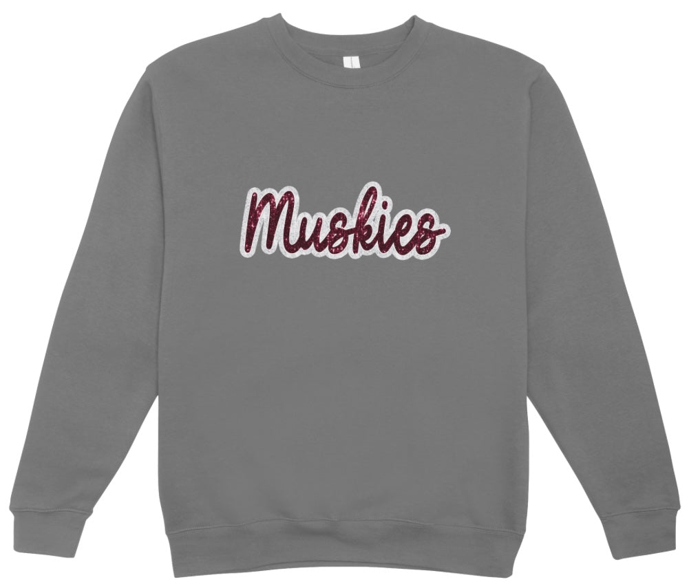 John Glenn Maroon/White Faux Sequin Crewneck Sweatshirt