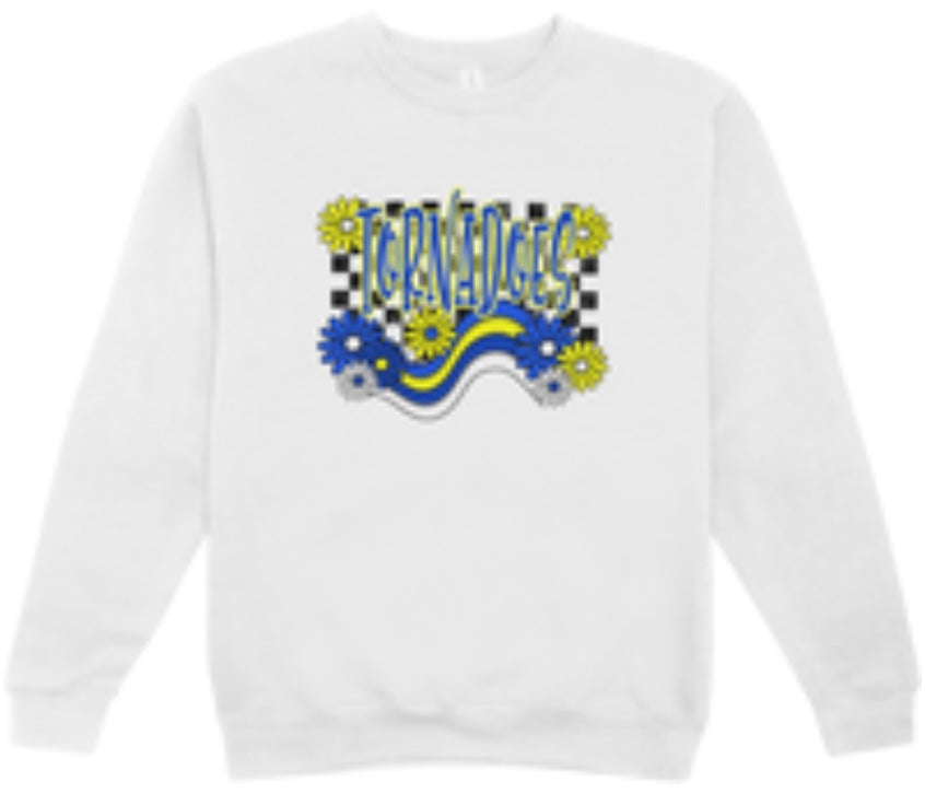 West Muskingum Tornadoes Retro Flowers Crewneck Sweatshirt