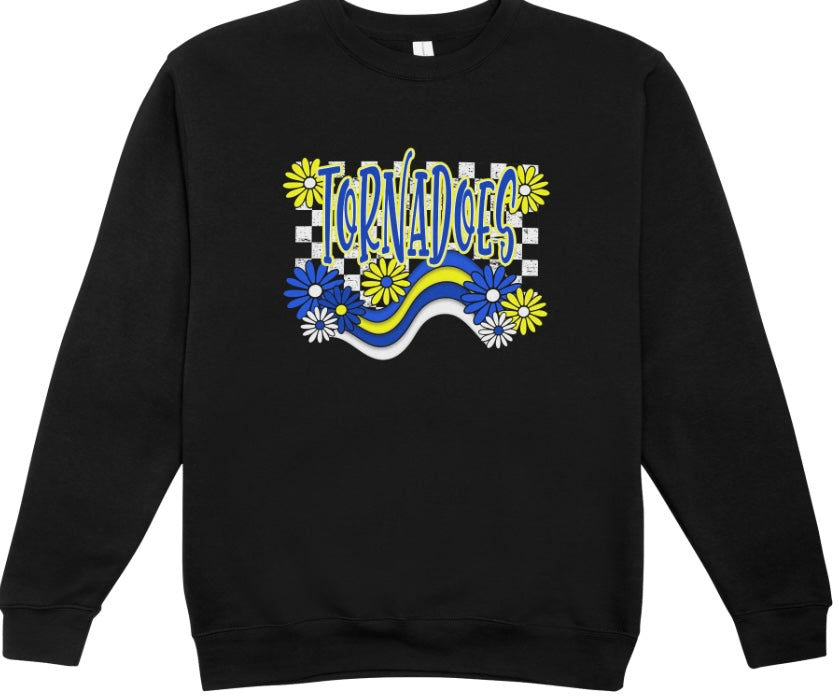 West Muskingum Tornadoes Retro Flowers Crewneck Sweatshirt