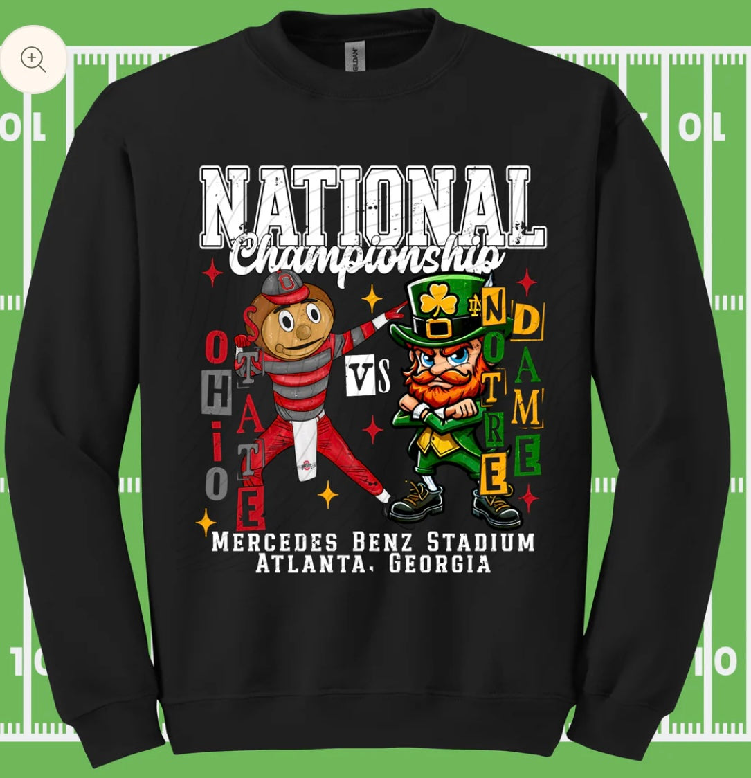 OSU National Championship Black with White Crewneck Sweatshirt