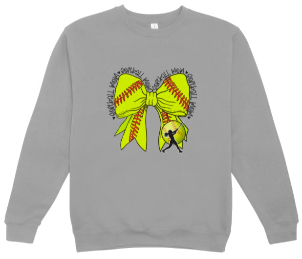 Softball Mom Bow Crewneck Sweatshirt