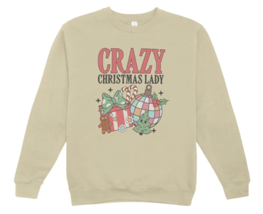 Crazy Christmas Lady Crewneck Sweatshirt