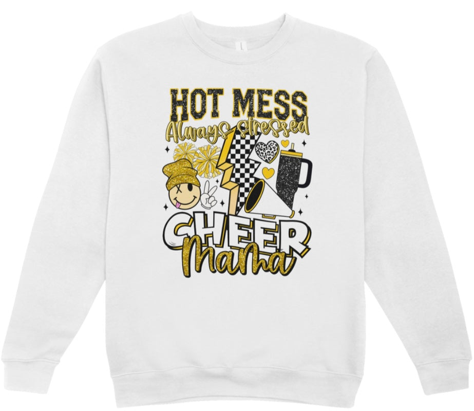 Hot Mess Cheer Mama Crewneck Sweatshirt