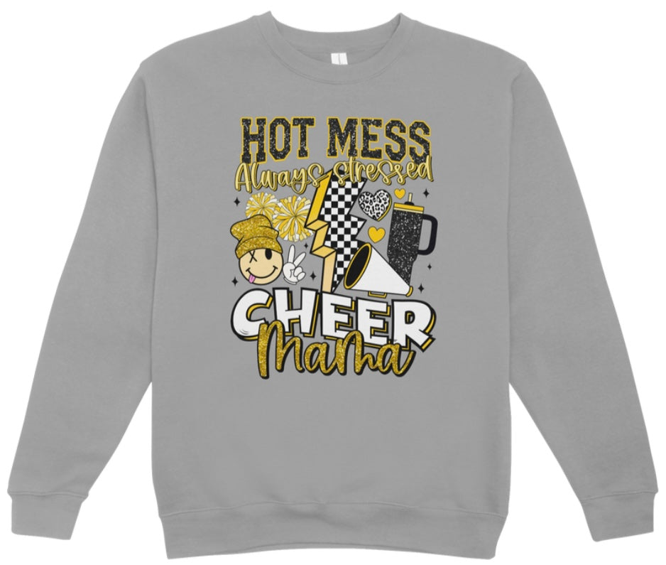 Hot Mess Cheer Mama Crewneck Sweatshirt