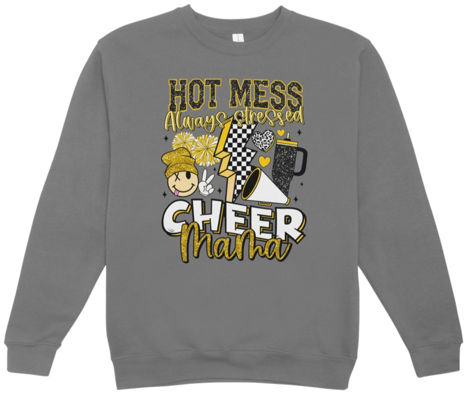 Hot Mess Cheer Mama Crewneck Sweatshirt