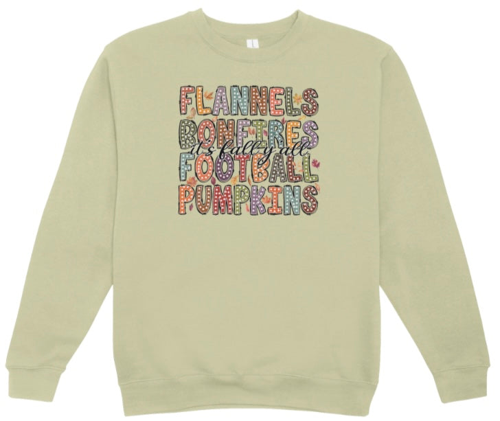 Bonfires Football Fall Crewneck Sweatshirt