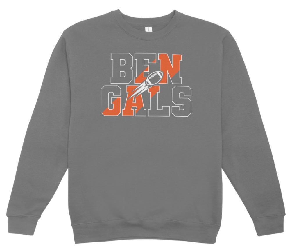 Bengals Football Lines Diagonal Crewneck Sweatshirt