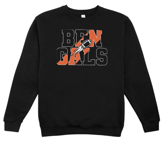 Bengals Football Lines Diagonal Crewneck Sweatshirt