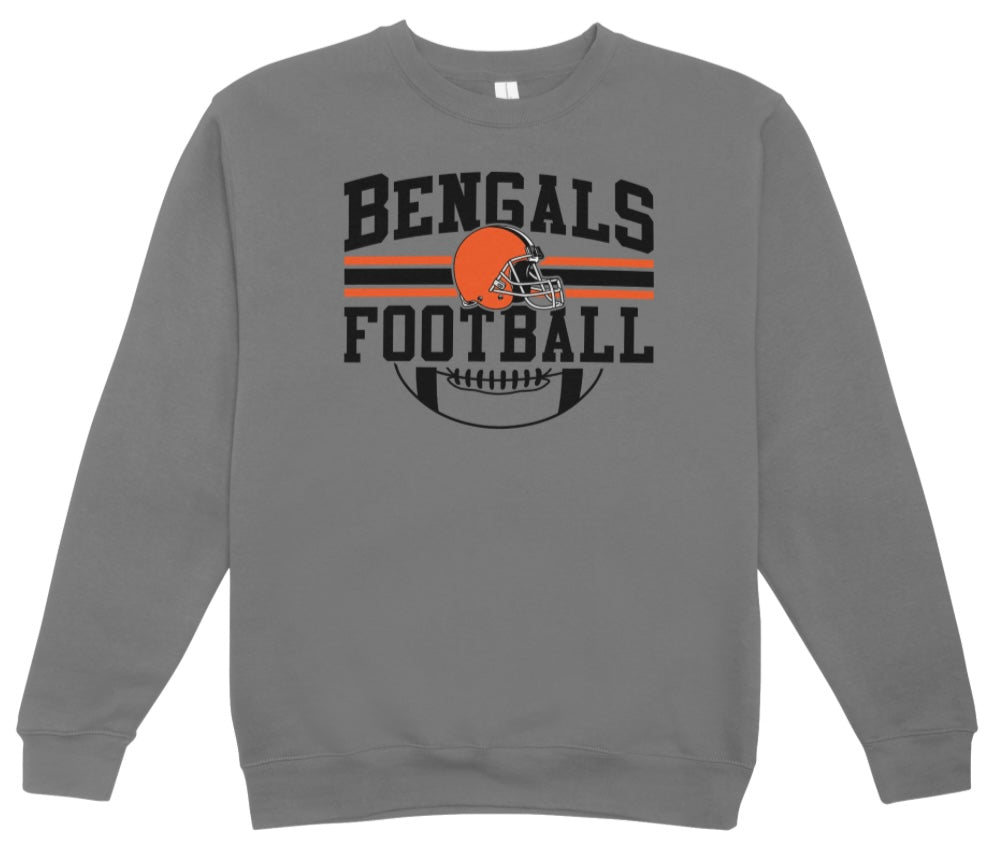 Bengals Football Stripe Crewneck Sweatshirt