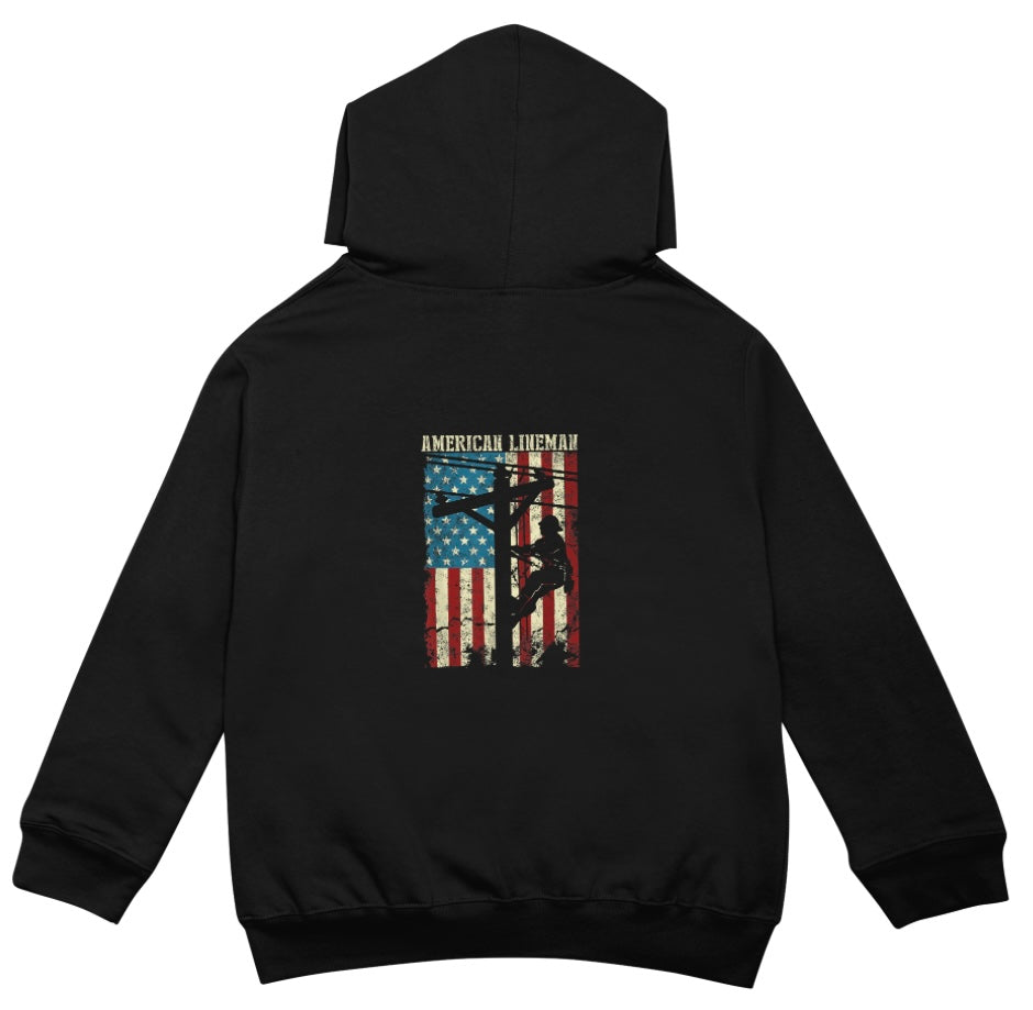 American Lineman Front and Back Print Hoodie