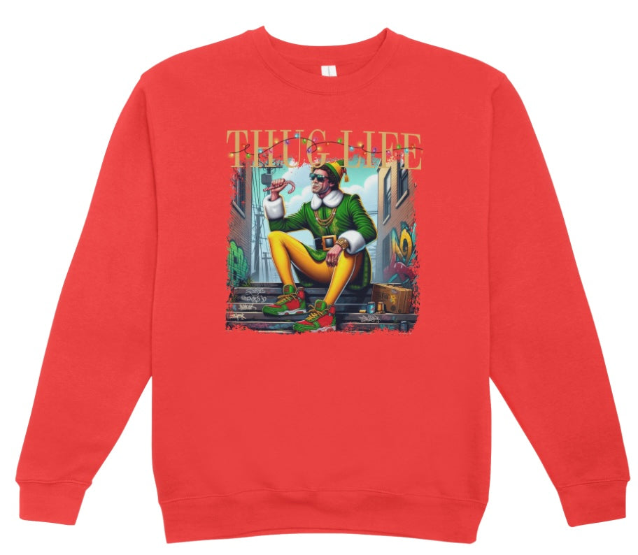 Buddy the Elf Thug Life Christmas Crewneck Sweatshirt