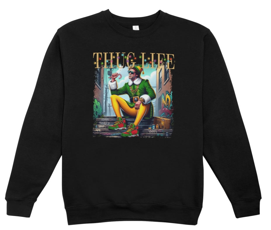 Buddy the Elf Thug Life Christmas Crewneck Sweatshirt