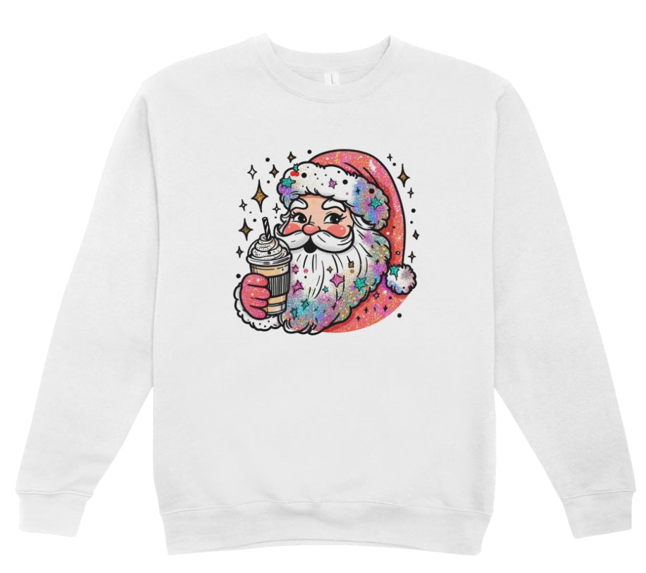 Santa Coffee Christmas Crewneck Sweatshirt