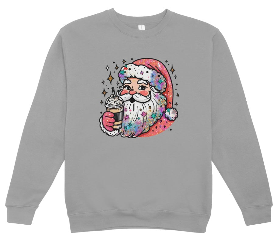 Santa Coffee Christmas Crewneck Sweatshirt