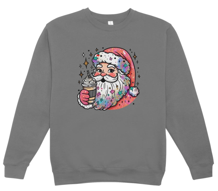 Santa Coffee Christmas Crewneck Sweatshirt