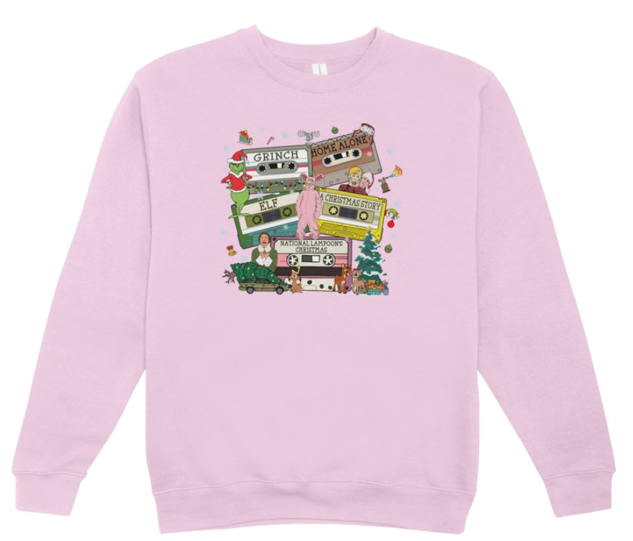 Christmas Classic Movie Cassettes Crewneck Sweatshirt