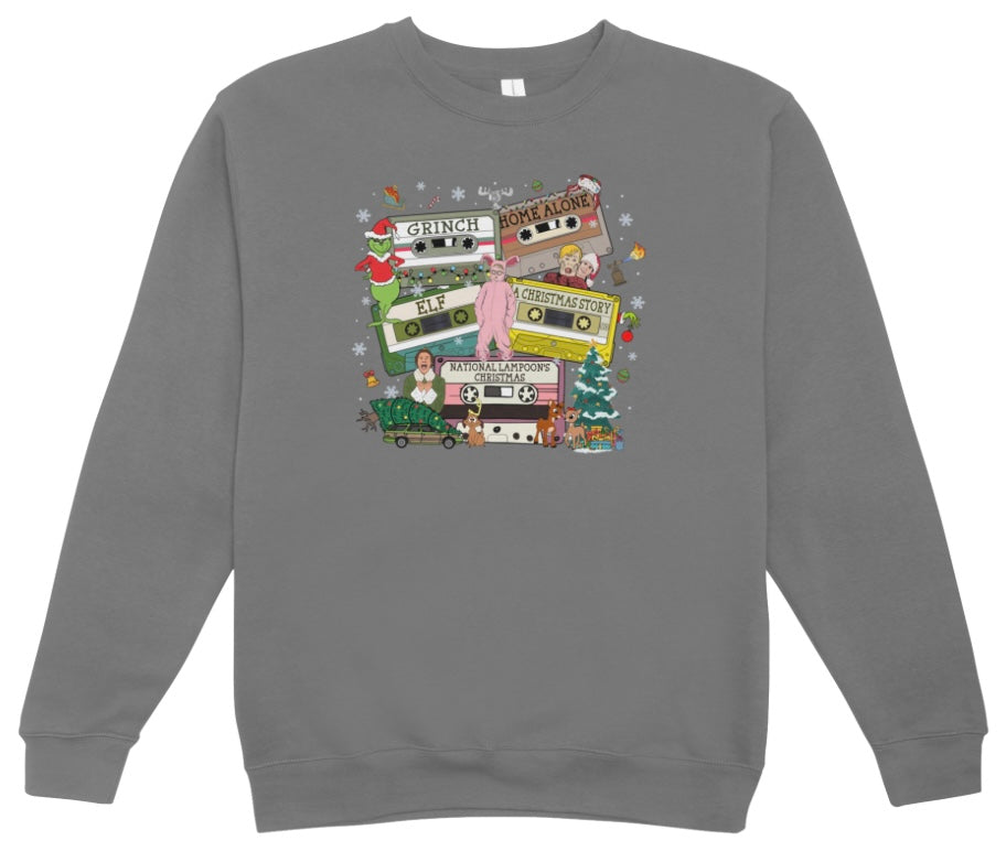 Christmas Classic Movie Cassettes Crewneck Sweatshirt