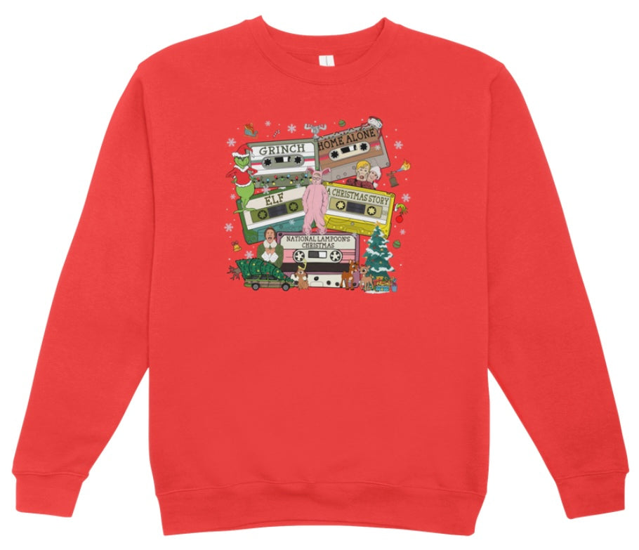 Christmas Classic Movie Cassettes Crewneck Sweatshirt