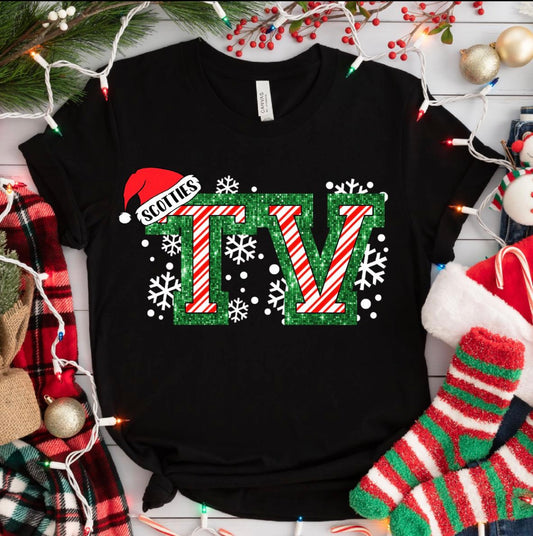 Tri-Valley Faux Sequin Christmas T-Shirt