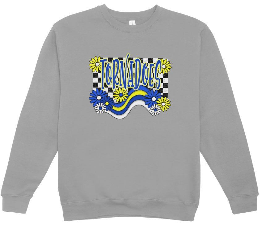 West Muskingum Tornadoes Retro Flowers Crewneck Sweatshirt