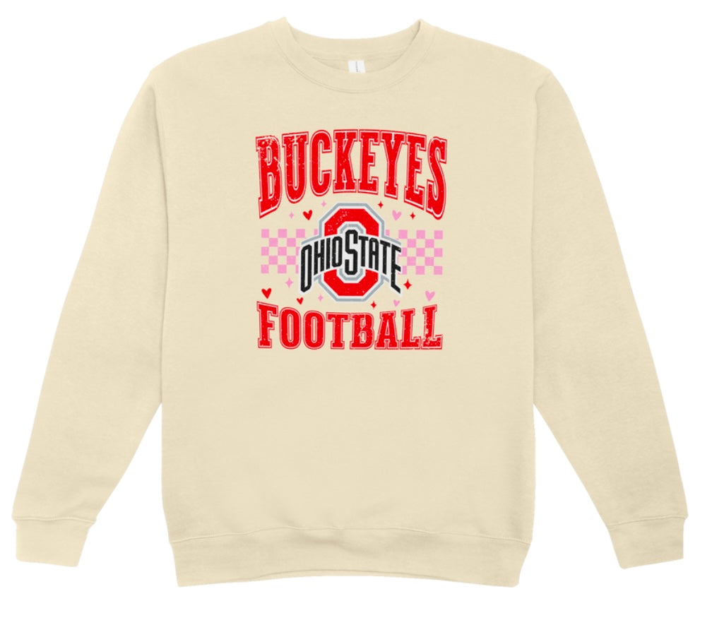 Ohio State Buckeyes Valentine’s Day Distressed Crewneck Sweatshirt