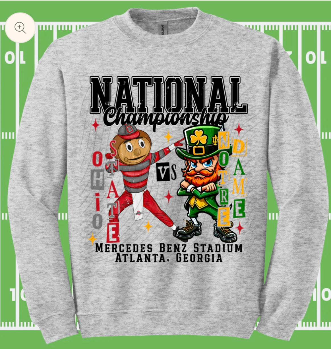 OSU National Championship Grey with Black Crewneck Sweatshirt