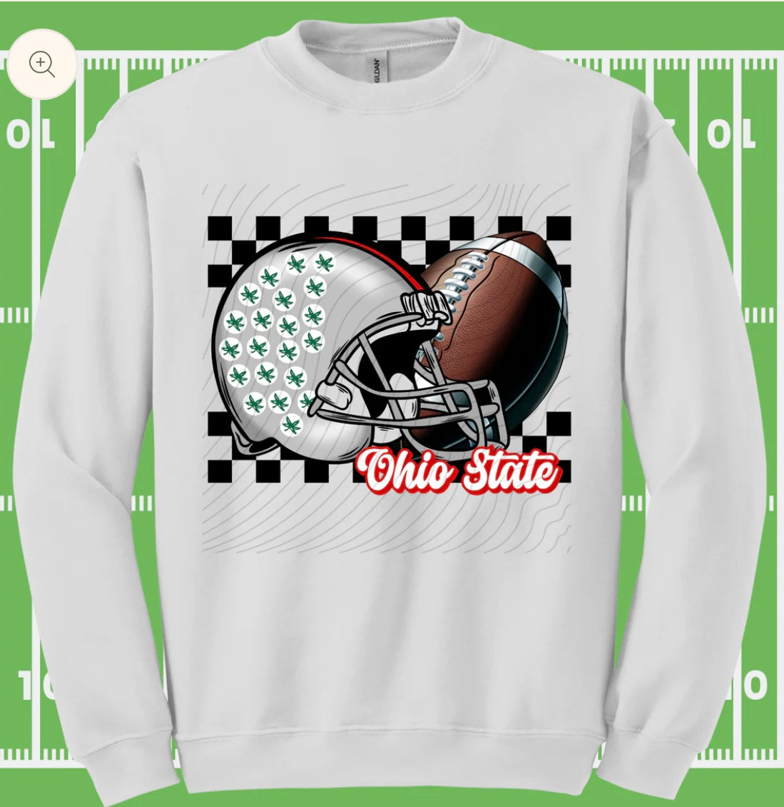 Ohio State Helmet Checkered Crewneck Sweatshirt