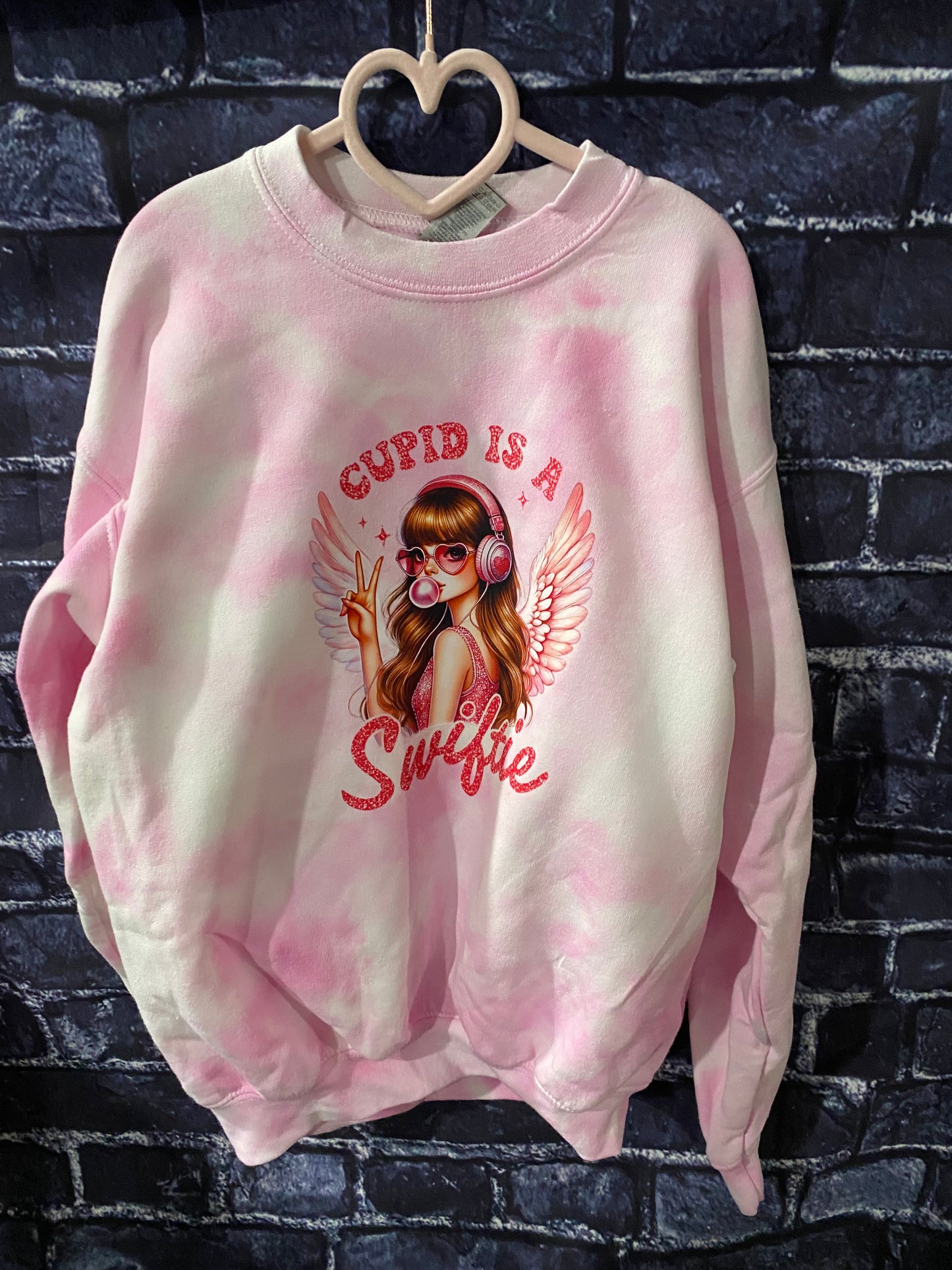 Youth Cupid is a Swiftie Pink Tie Dye Crewneck Sweatshirt