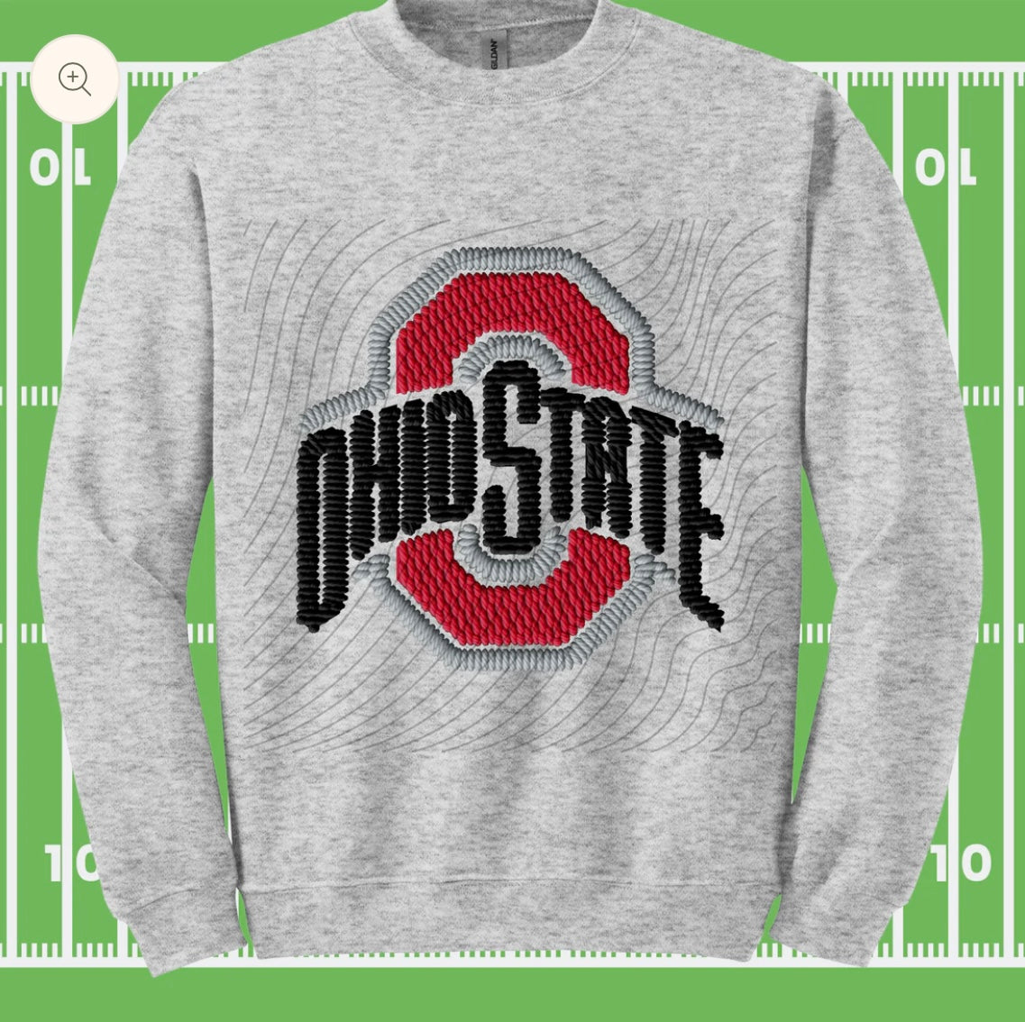 Ohio Faux Chenille Patch Black Crewneck Sweatshirt