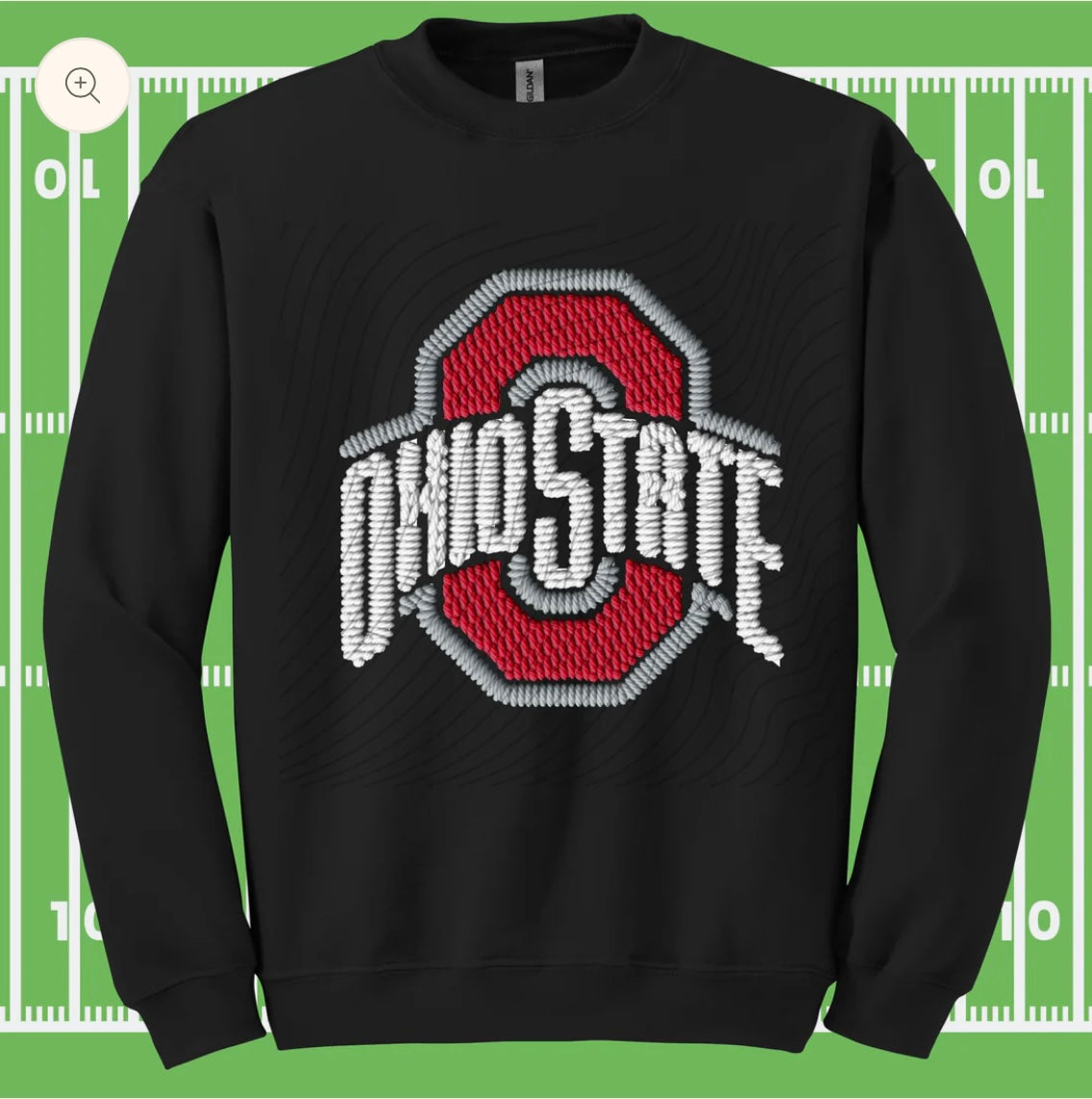 Ohio Faux Chenille Patch White Crewneck Sweatshirt