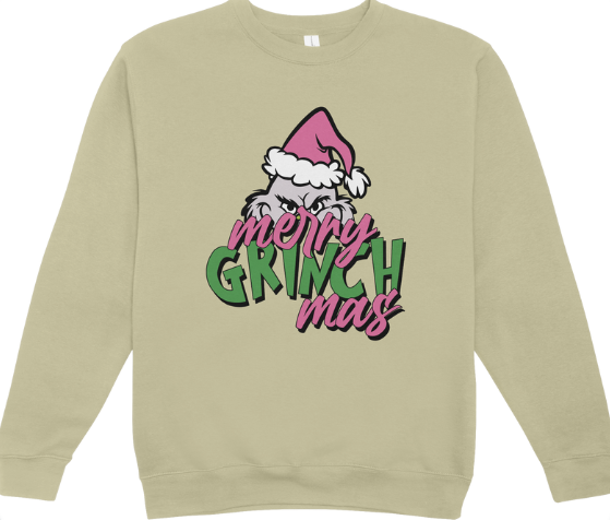 Merry Grinchmas Pink Crewneck Sweatshirt