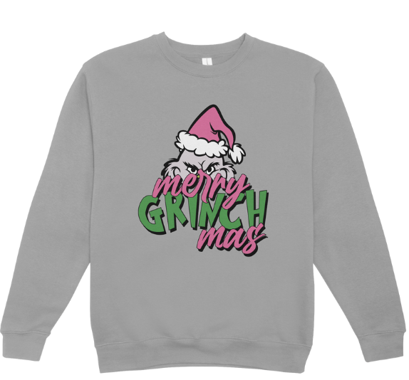 Merry Grinchmas Pink Crewneck Sweatshirt