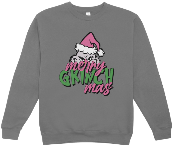 Merry Grinchmas Pink Crewneck Sweatshirt